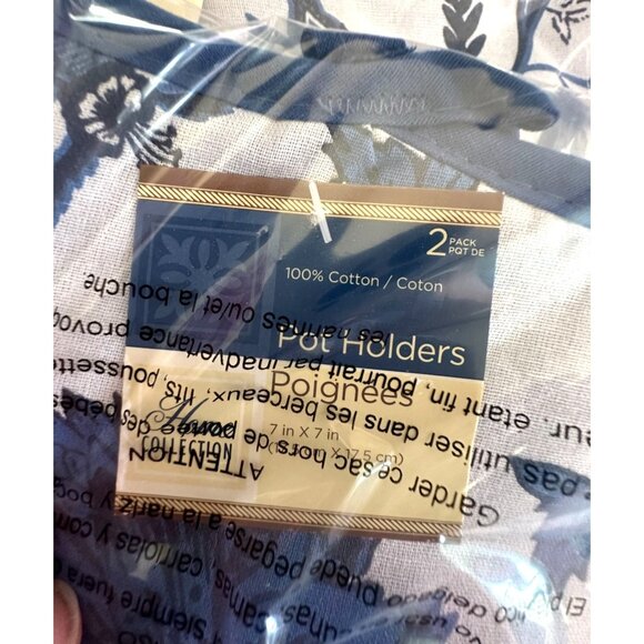 Blue and White Floral - Royal Norfolk Pattern Pot Holders - Home Collection 7" x - Picture 4 of 5